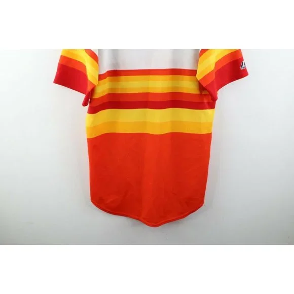 Vintage Majestic Mens Large Striped Houston Astros Spell Out Baseball Jersey USA